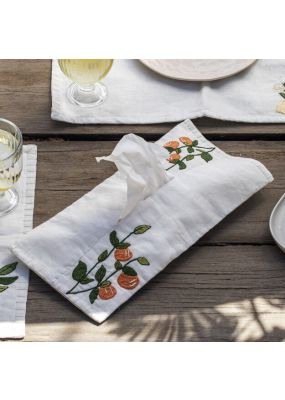 Orange Embroidered Tissue Box Cover