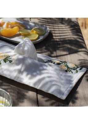 Lemon Embroidered Tissue Box Cover