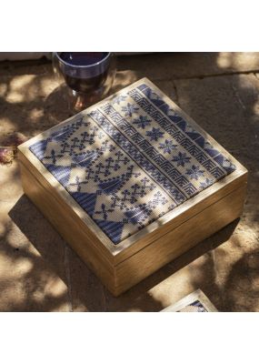 Embroidered Wooden Tea Box - Small