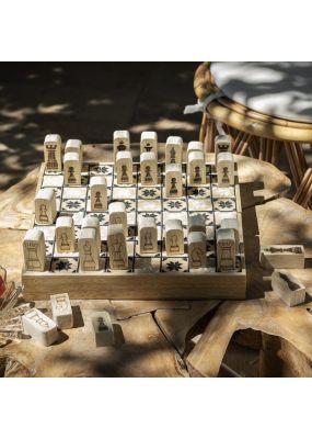 Wooden Chess Board Set with Embroidery
