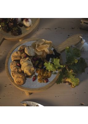 Wooden Trivet with Hammered Metal