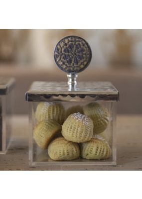 Plexi Box with Embroidered Hammered Metal Lid