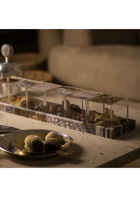 Decoupaged Tray with Plexi Boxes: Set of 6