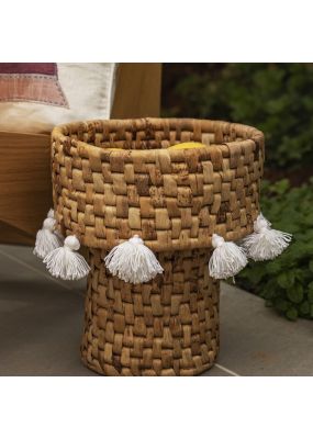 Handwoven Basket with Tassels