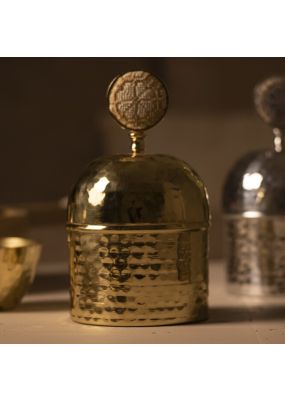 Dome-Lid Hammered Metal Container