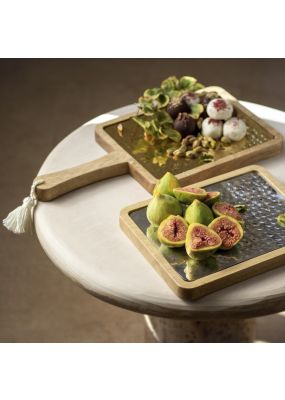 Serving Board with Hammered Metal