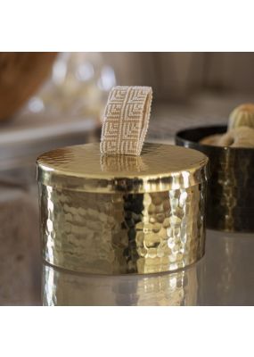 Hammered Metal Container with Embroidery