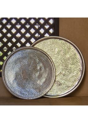 Round Hammered Metal Serving Tray