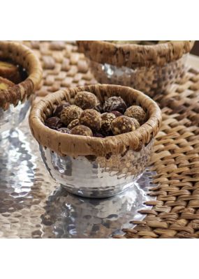 Hammered Metal-Banana Leaf Bowl