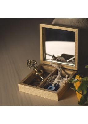Mak-hala Box: Wooden Decoupage Box with Traditional Eyeliner Container and Evil Eye Amulet