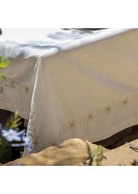 Embroidered Linen Tablecloth: Floral