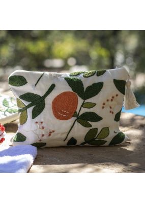 Orange Embroidered Pouch