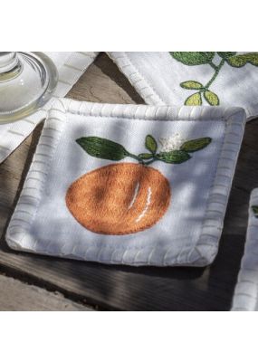 Orange Embroidered Coasters: 4 Pack 