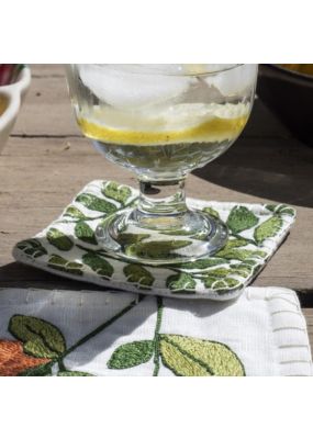 Tree Leaves Embroidered Coasters: 4 Pack