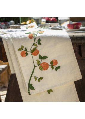 Orange Embroidered Table Runner