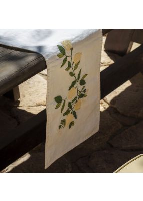 Lemon Branches Embroidered Table Runner