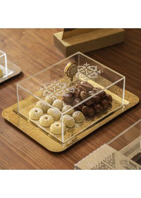 Plexi Box with Embroidery and Hammered Metal Tray