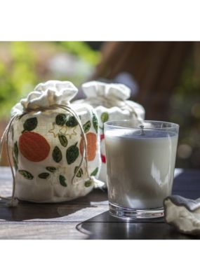 Candle in Glass with Embroidered Bag: Set of 3