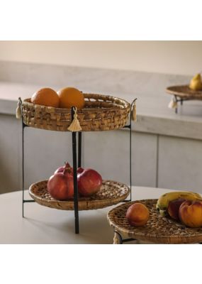 Handwoven Basket and Tray with Stand ( Two Levels)