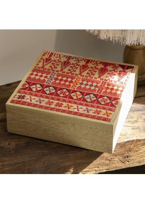Embroidered Wooden Tea Box - Medium