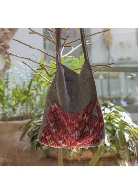 Hand-Embroidered Linen Tote Bag